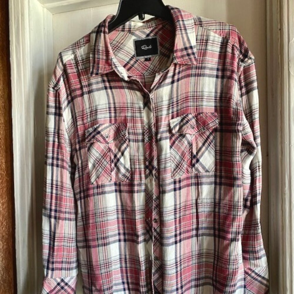 Rails Womens Pink & Blue Plaid Long Sleeve Flannel Size S